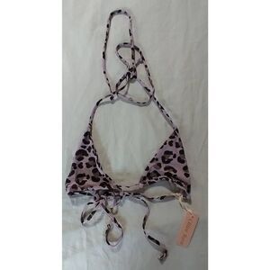Chloe Rose Size XS Purple Cheetah Print String Bikini Top Micro Triangle